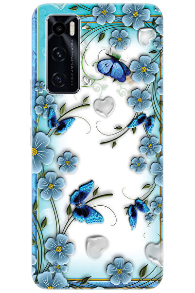 vivo Y70 (V2023) Uyumlu Kılıf Desen Baskılı Silikon Çiçek ve Kelebekler STK:5...