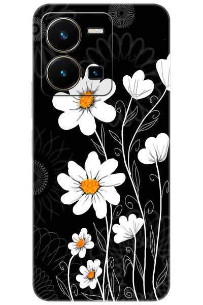 vivo Y22S / Y35 Uyumlu Kılıf Desen Baskılı Silikon Papatya STK:693 CP-Cepz5Rw