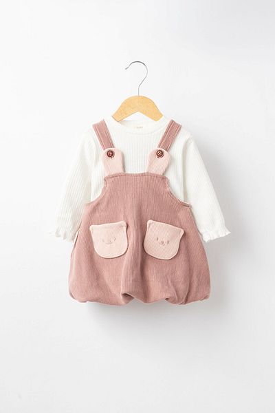 Banamio Velvet Gilet Set with Balloon Skirt - Ruby Teddy Bear Detail