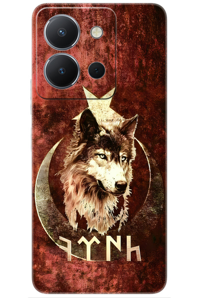 vivo Y36 (V2247) Uyumlu Kılıf Desen Baskılı Silikon Kurt ve Göktürkçe STK:385...