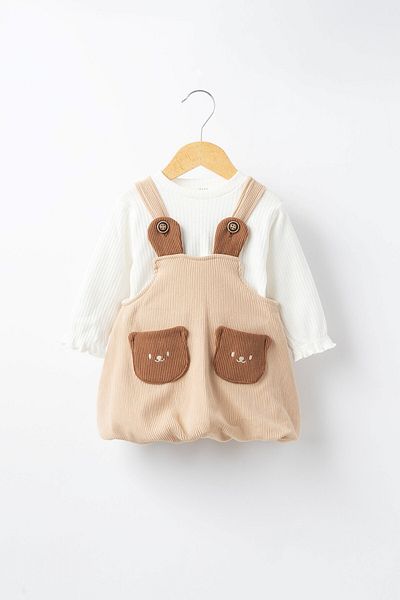 Banamio Velvet Gilet Set with Balloon Skirt - Ruby Teddy Bear Detail