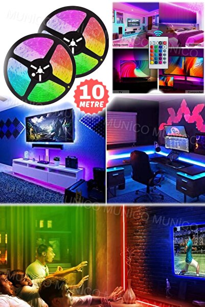 Munico 10 Metre Evde Eğlenceli Atmosfer: USB Bağlantılı LED Şerit ile Renkli ...