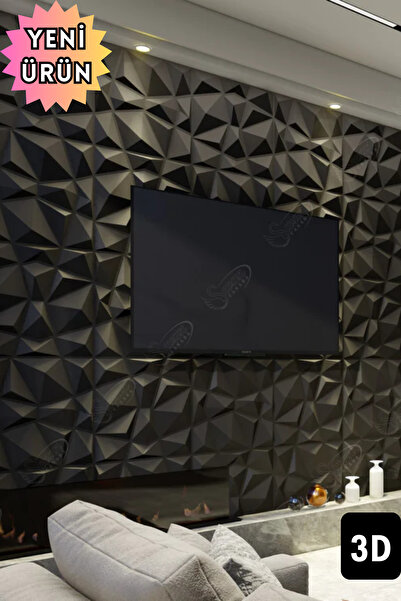 BELLA CARPETİ 10 Adet 3D Sert Pvc Kabartmalı Yapışkanlı Siyah Renk Yeni Nesil...