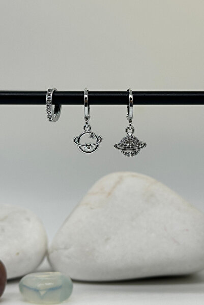 PSGT Minimalist Hoop Earrings 3-piece - Zircon Stone, Trendy Women's