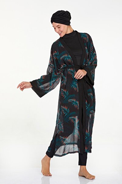 Remsa Mayo Μαύρο Timena 6107 - Single Kimono Pareo on Swimsuit