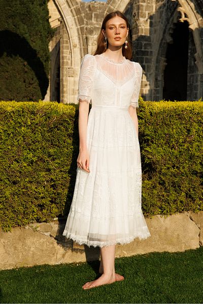 Nefeli Rochie de mireasă albă din dantelă pentru femei
