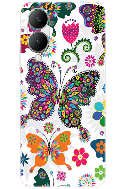 vivo Y17S (V2310) Uyumlu Kılıf Desen Baskılı Silikon Renkli Kelebekler STK:54...