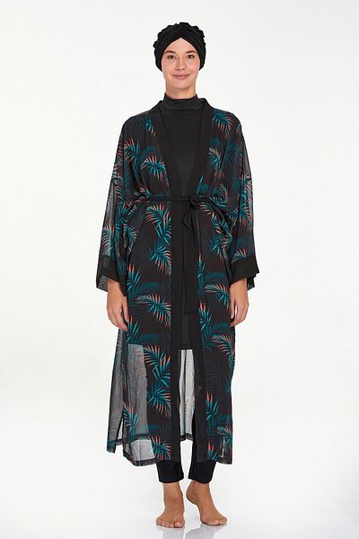 Remsa Mayo Μαύρο Timena 6107 - Single Kimono Pareo on Swimsuit