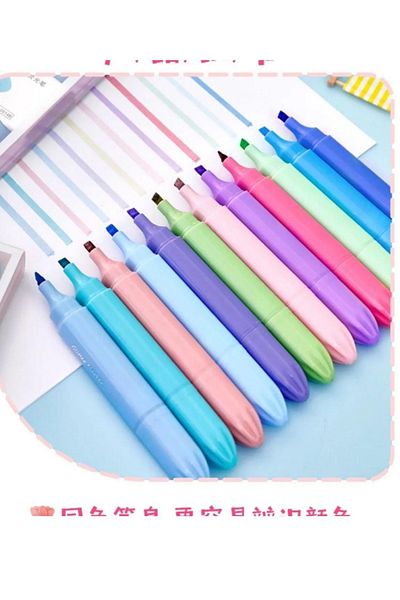 NaSaDAN Mega Mascara Double Sided Pastel Colors Highlighter Set 12 Pcs