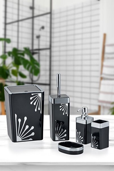 TrendBanyoMutfak 5 Parça Prestij Kare Gümüş Banyo Seti