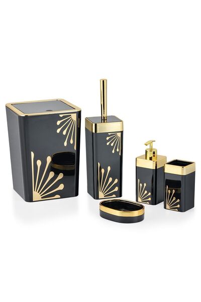 Trend Banyo Mutfak 5 Parça Prestij Kare Gold Banyo Seti
