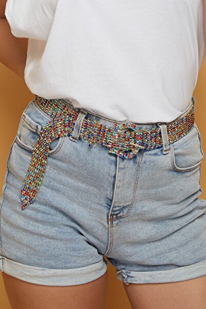 Furtek Aksesuar فستان سهرة نسائي بإبزيم ملون موديل حجر الزركون الكريستالي وبن...