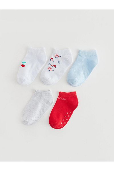 LC Waikiki Set of 5 Printed Booties Socks for Baby Girl