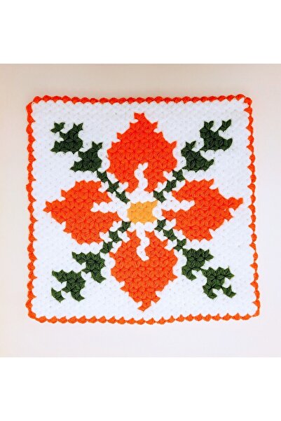 HERŞEY FIRSAT قطعة واحدة من ألياف الحمام البرتقالية المزخرفة بالزهور من الصوف...