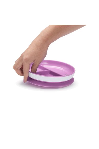 Munchkin 360 Degree Fixed Vacuum Feeding Plate - 6 Months+ Purple&Green Pack of 2
