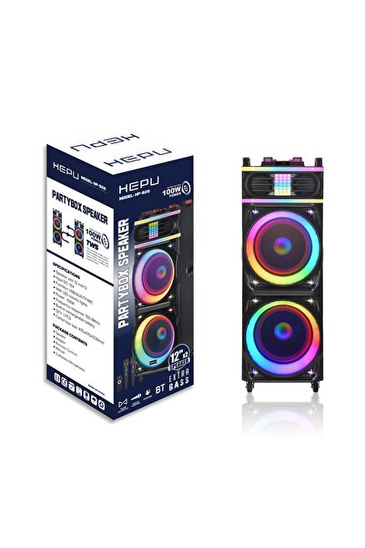 Boomboxtr Hepu Hp 928 Taşınabilir Şarjlı Ahşap Bluetooth Parti Hoparlörü 100 w 12 inc*2 Subw Super Bass
