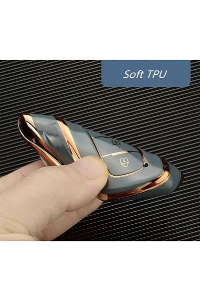 AYZ GARAGE حافظة بدون مفتاح من مادة TPU باللون الرمادي من تويوتا