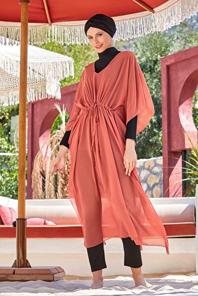Remsa Mayo Kaftan Pareo Lına 6039 Cinnamon, purtat deasupra costumului de baie