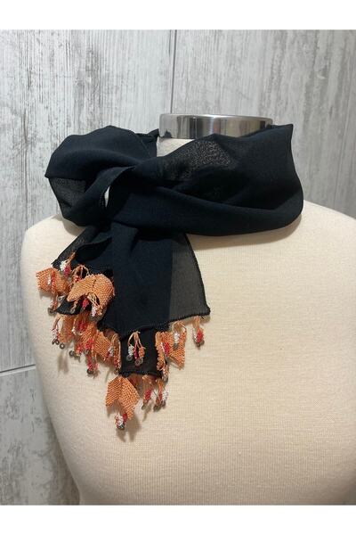 KAFTAN TAKI TASARIM Iğne Oyalı Küçük Şifon Fular 27x100 Cm