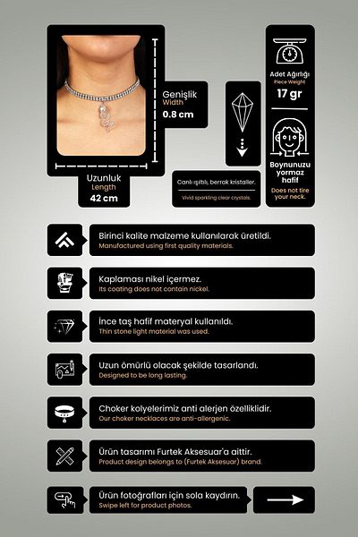 Furtek Aksesuar Women's Snake Model Zircon Stone Silver Diamond Evening Dress Wedding Engagement Prom Prom Leash Choker Choker Jewelry