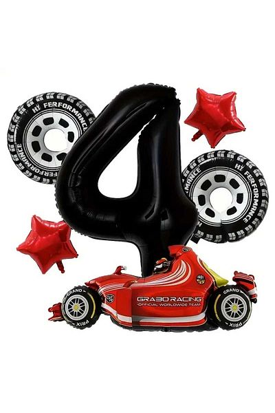 DÜVENCİ TİCARET Age Set - Foil Balloon with Race Car
