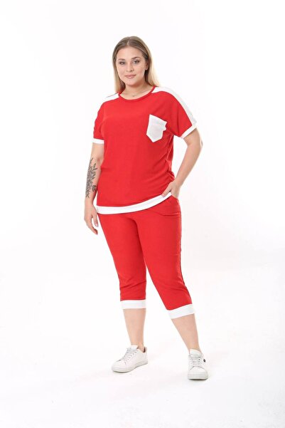 garajmood Red and White Stripe Detailed Large Size Set