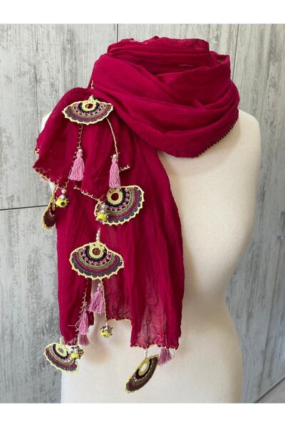 KAFTAN TAKI TASARIM El Işi Pamuklu Fular Şal 55x1.75cm