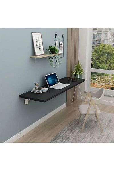 Modern home Wall-Mounted Foldable Table And Desk - Versatile & Space-Saving Design 60×40 Black