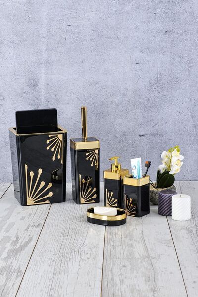 Trend Banyo Mutfak 5 Parça Prestij Kare Gold Banyo Seti