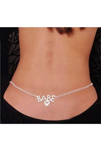 Furtek Aksesuar Kadın Babe Figürlü Vücut Kolye Takı Modeli Kristal Taşlı Gümü...