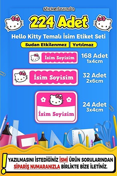 Demo Etiket Okul Kreş Etiketi Kalem Defter Özel Isim Yazılabilen Etiketi Stic...