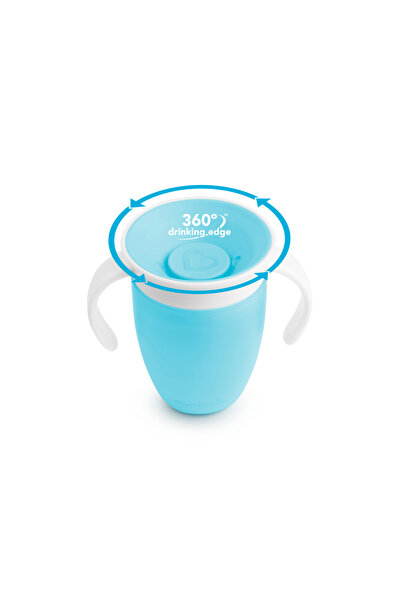 Munchkin 360 Practice Fixed Vacuum Feeding Plate and Miracle Cup - 6 Months+ Blue & Blue 2 Pack