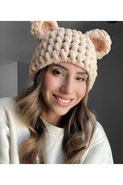 Moda Biçer Plush Bear Ear Beanie mbcr