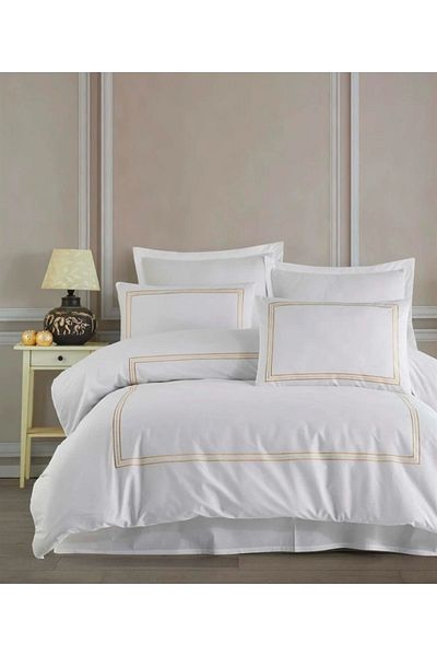 Altınbaşak Ranforce Planet Gold - Double Embroidered Bedding Set