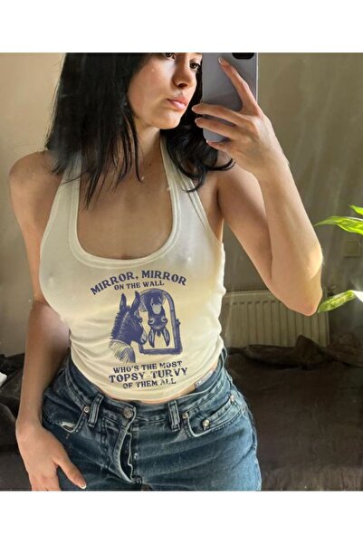 MAYDAY CULTURE Boyundan bağlı üst beyaz likralı ürün