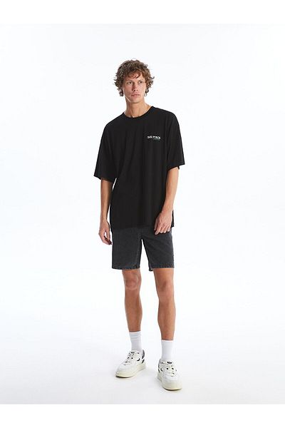 LC Waikiki Ανδρικό μπλουζάκι LCW Crew με κοντό μανίκι με εμπριμέ χτενισμένο βαμβάκι