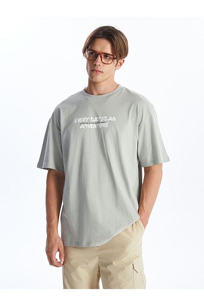 LC Waikiki Ανδρικό μπλουζάκι LCW Crew με κοντό μανίκι με εμπριμέ χτενισμένο βαμβάκι