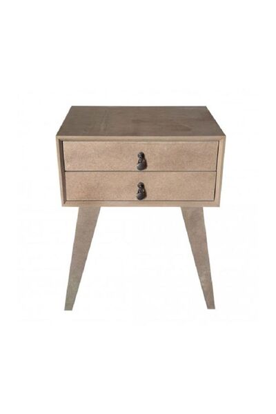 Altınyapı Hobi Market İKİ ÇEKMECELİ MODERN KOMODİN HAM MDF BOYASIZ