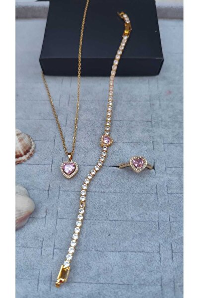 JUPİTER HOME Çelik Pandora'm Su Yolu Bileklik Kolye Ve Yüzük Seti Ciddi Ilişki Yüzük Set Kombin Dogum Günü