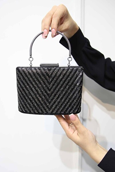 ROZA CANTA Geantă de seară pentru rochie de seară cu piatră triunghiulară nea...