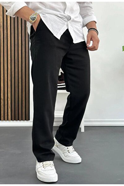 nuripo Black Linen Men's Trousers - Relaxed Fit