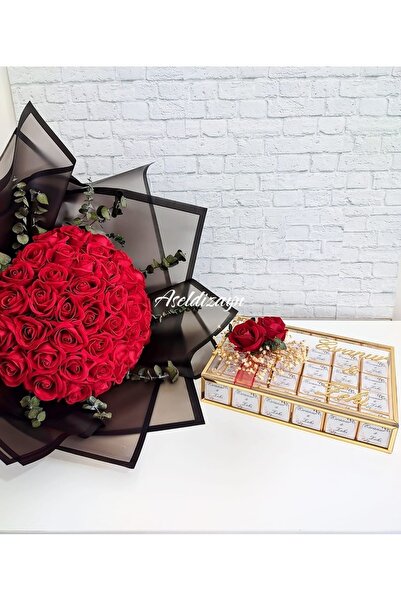 ASEL DİZAYN Kız Isteme Çiçeği Ve Çikolatası Set Isteme Çiçeği Kız Isteme Çiko...