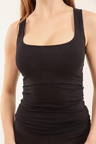 Balenbi 1068 Model Black Wide Cut Women's Bodysuit