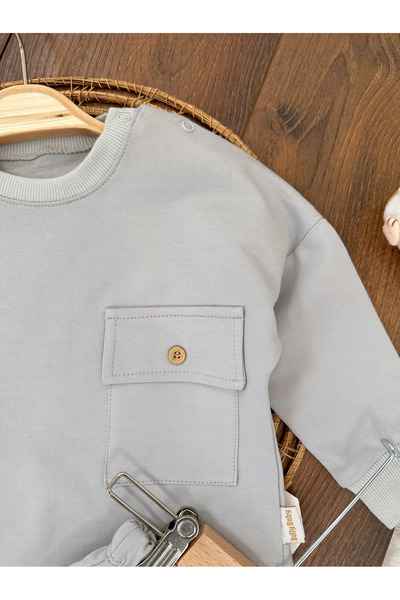 Babexi Baby Boy Suit Oversize Pocket Detailed Shoulder Snap Baby/Kids Suit