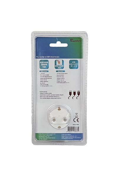 Apera Rutter Rmku1 - 5v 2.1a Usb 3500w Child Protection Socket with Powerful Switch