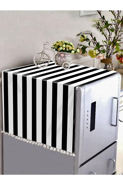 Benlisso Home Black and White Patterned Refrigerator Cover 70 X 140 - Bdd-349