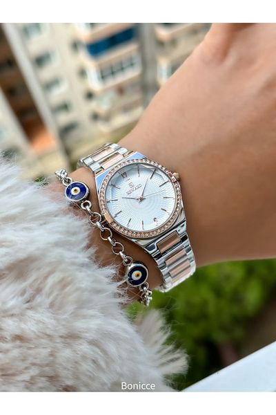 Reward Rose Colored Waterproof Women's Wristwatch - 2 Years Warranty, with Special Lock System, Steel Cord