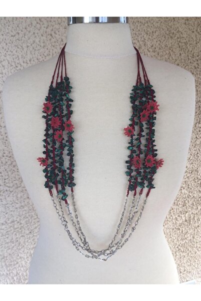 KAFTAN TAKI TASARIM Otantik Malahit Taşlı Uzun Kolye