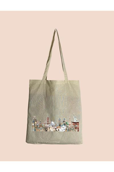 rakkun shop Raw Cloth Shoulder Bag - Earth Printed