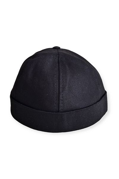 Outlet Çarşım Men's Black Docker Hat Visorless Hiphop Hipster Skullcap